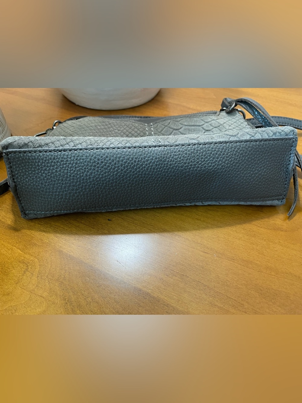 The Sak Charcoal Gray Crossbody Bag with Subtle Croc Texture NWOT - Picture 6 of 9